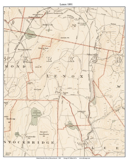 Lenox, 1891 - Old Town Map Reprint - Berkshire Co. - 1891 Atlas of Massachusetts