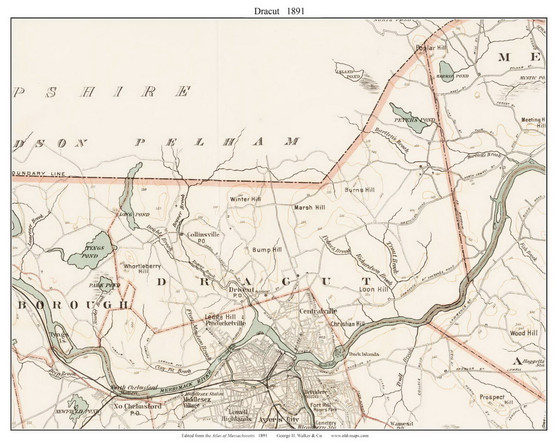 Dracut, 1891 - Old Town Map Reprint - Middlesex Co. - 1891 Atlas of Massachusetts