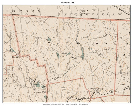 Royalston, 1891 - Old Town Map Reprint - Worcester Co. - 1891 Atlas of Massachusetts