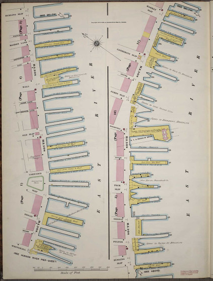 Manhattan, NY Fire Insurance 1894 Piers Map 3 V1 - Old Map Reprint - New York