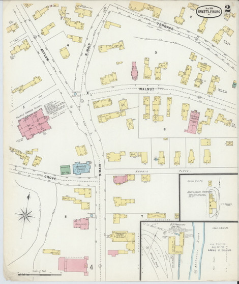 Brattleboro, VT Fire Insurance 1896 Sheet 2 - Old Town Map Reprint