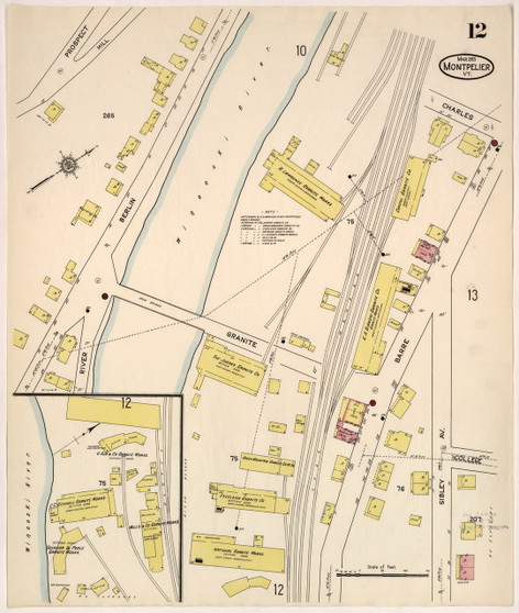Montpelier, VT Fire Insurance 1915 Sheet 12 - Old Town Map Reprint