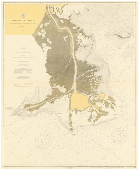 Mississippi River from the Passes to Grand Prairie 1918 80000 AT Chart 194