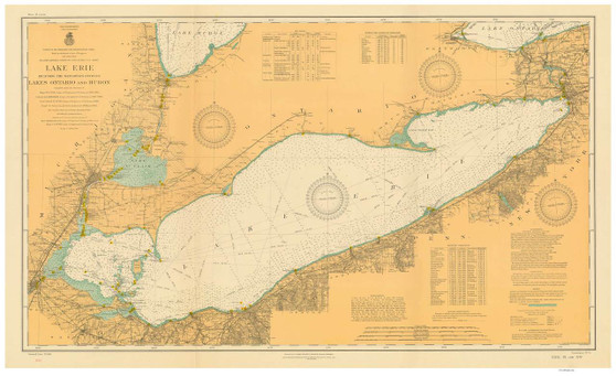 Lake Erie 1910 - Old Map Nautical Chart Reprint LS3