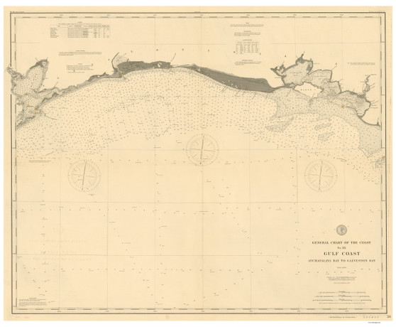 Atchafalaya Bay to Galveston Bay 1890 AC Nautical - 1:400,000 Chart 20