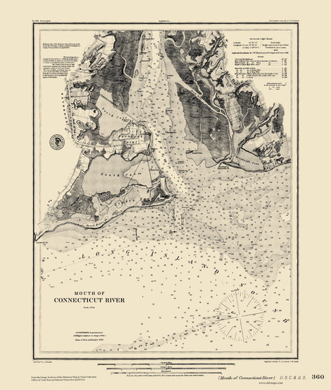 Mouth of Connecticut River 1879 Color Added - Old Map Nautical Chart AC Harbors 360 - Connecticut