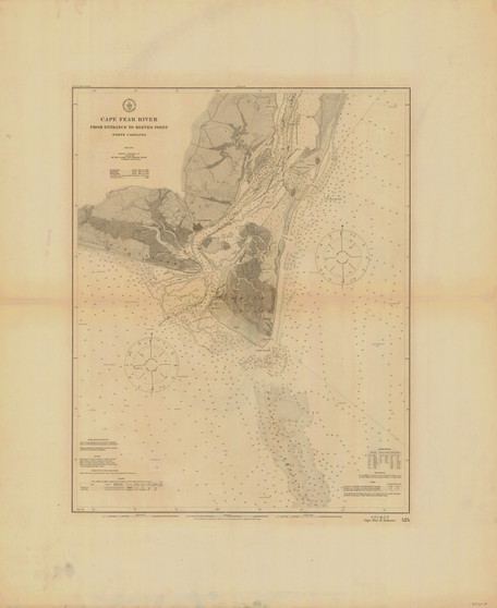 Cape Fear River - Entrance to Reeves Pt. 1914 - Old Map Nautical Chart AC Harbors 424 - North Carolina