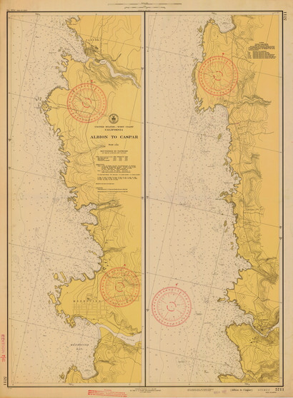 Albion to Caspar 1942 - Old Map Nautical Chart PC Harbors 5711 - California