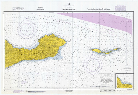 Anacapa Passage 1971 - Old Map Nautical Chart PC Harbors 5114 - California