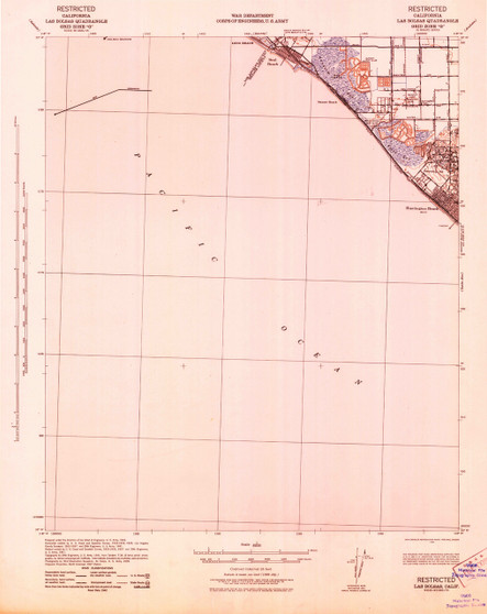 La Bolsas, California 1943 (1943) USGS Old Topo Map 15x15 Quad