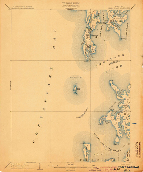 Sharps Island, Maryland 1904 (1904) USGS Old Topo Map 15x15 Quad