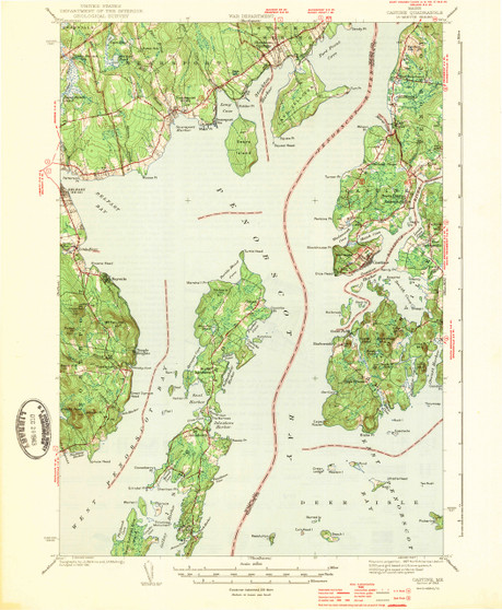 Castine, Maine 1943 (1943 b) USGS Old Topo Map 15x15 Quad