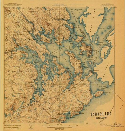 Eastport, Maine 1908 (1940) USGS Old Topo Map 15x15 Quad