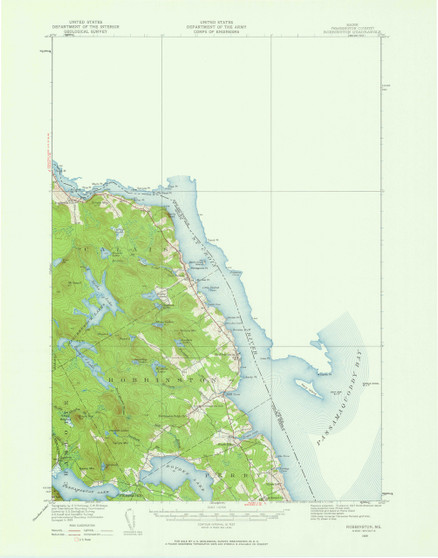 Robbinston, Maine 1929 (1961 a) USGS Old Topo Map 15x15 Quad