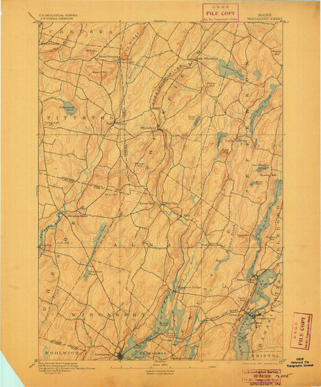 Wiscasset, Maine 1893 (1905) USGS Old Topo Map 15x15 Quad