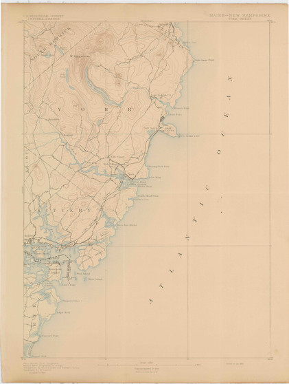 York, Maine 1893 (1893) USGS Old Topo Map 15x15 Quad