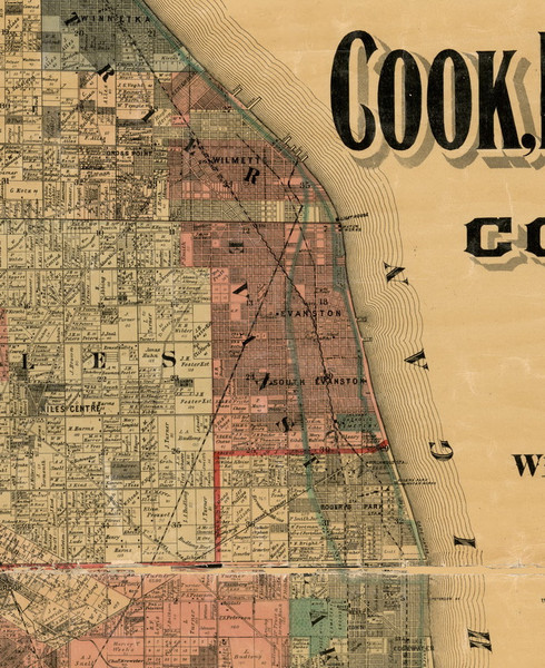 Evanston, Illinois 1898 Old Town Map Custom Print - Cook Dupage Will Cos.