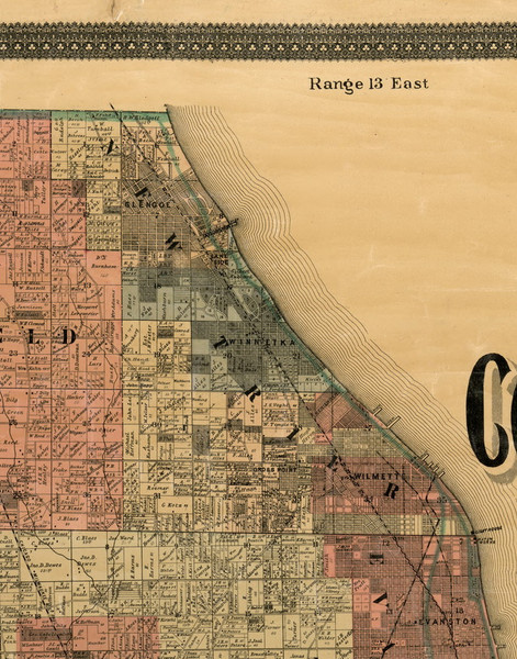 New Trier, Illinois 1898 Old Town Map Custom Print - Cook Dupage Will Cos.