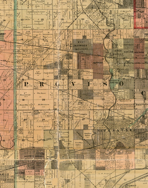Proviso, Illinois 1898 Old Town Map Custom Print - Cook Dupage Will Cos.