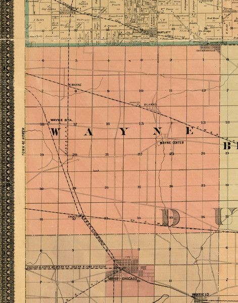 Wayne, Illinois 1898 Old Town Map Custom Print - Cook Dupage Will Cos. Wayne, Illinois 1898 Old Town Map Custom Print - Cook Dupage Will Cos.