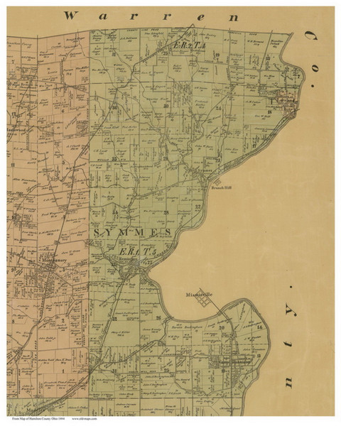 Symmes, Ohio 1884 Old Town Map Custom Print - Hamilton Co.