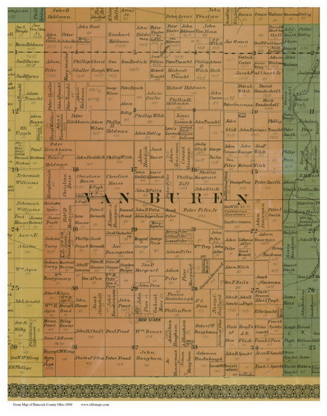Van Buren, Ohio 1890 Old Town Map Custom Print - Hancock Co.