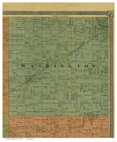 Washington, Ohio 1890 Old Town Map Custom Print - Hancock Co.