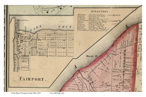 Fairpoint - Painesville, Ohio 1857 Old Town Map Custom Print - Lake Co.