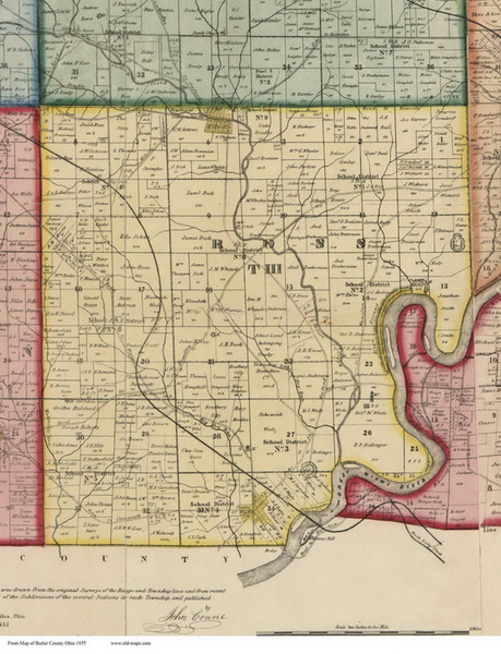 Ross, Ohio 1855 Old Town Map Custom Print - Butler Co.