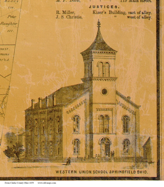 Western Union School - Clarke Co., Ohio 1859 Old Town Map Custom Print - Clarke Co.