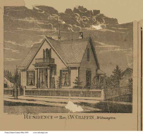 Res. of Rev, J.W. Chaffin - Union, Ohio 1859 Old Town Map Custom Print - Clinton Co.