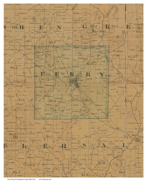 Perry, Ohio 1841 Old Town Map Custom Print - Columbiana Co. Perry, Ohio 1841 Old Town Map Custom Print - Columbiana Co.