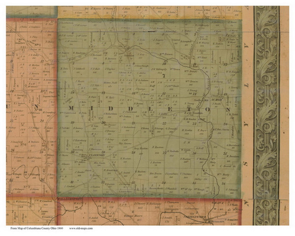 Middleton, Ohio 1860 Old Town Map Custom Print - Columbiana Co.