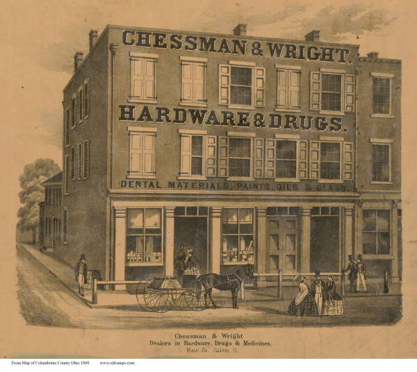 Chessman & Wright Store - Salem, Ohio 1860 Old Town Map Custom Print - Columbiana Co.