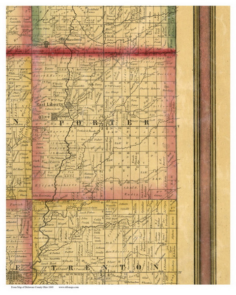 Porter, Ohio 1849 Old Town Map Custom Print - Delaware Co.