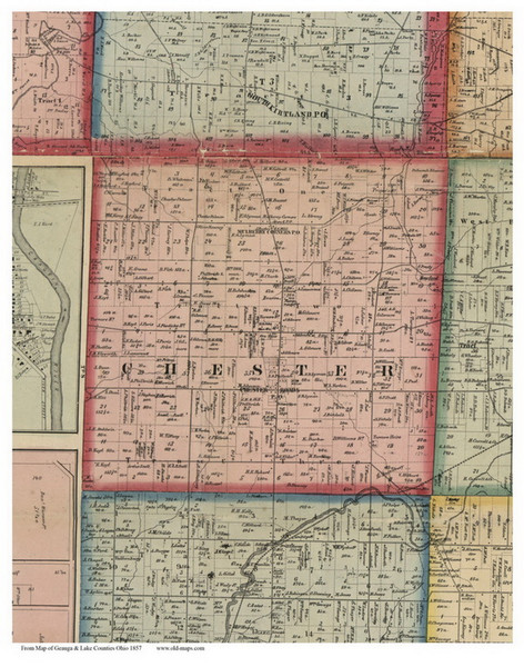 Chester, Ohio 1857 Old Town Map Custom Print - Geauga Co.