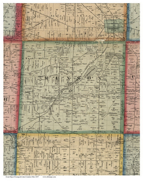 Munson, Ohio 1857 Old Town Map Custom Print - Geauga Co.