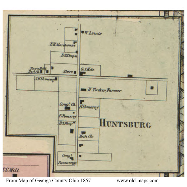 Huntsburg Village - Huntsburg, Ohio 1857 Old Town Map Custom Print - Geauga Co.