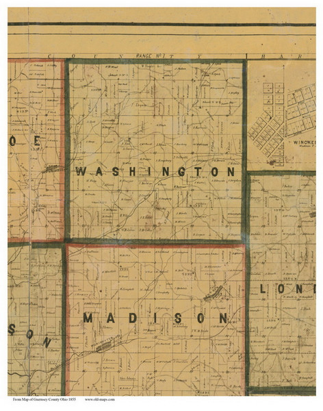 Washington, Ohio 1855 Old Town Map Custom Print - Guernsey Co.