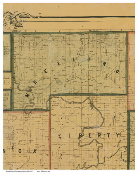 Wheeling, Ohio 1855 Old Town Map Custom Print - Guernsey Co.