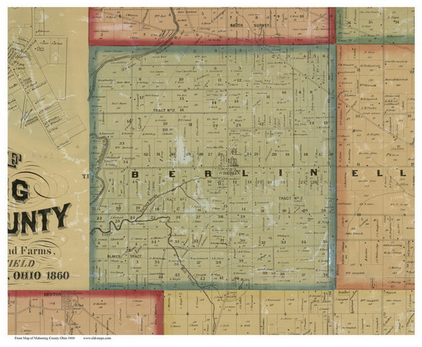 Berlin, Ohio 1860 Old Town Map Custom Print - Mahoning Co.