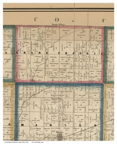 Grand Prairie, Ohio 1852 Old Town Map Custom Print - Marion Co.
