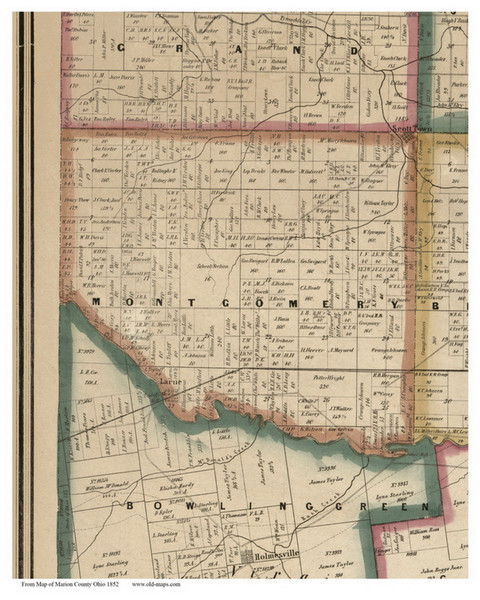 Montgomery, Ohio 1852 Old Town Map Custom Print - Marion Co.