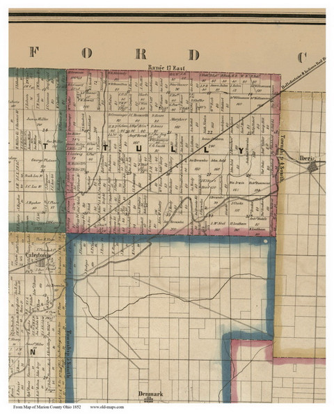 Tully, Ohio 1852 Old Town Map Custom Print - Marion Co.