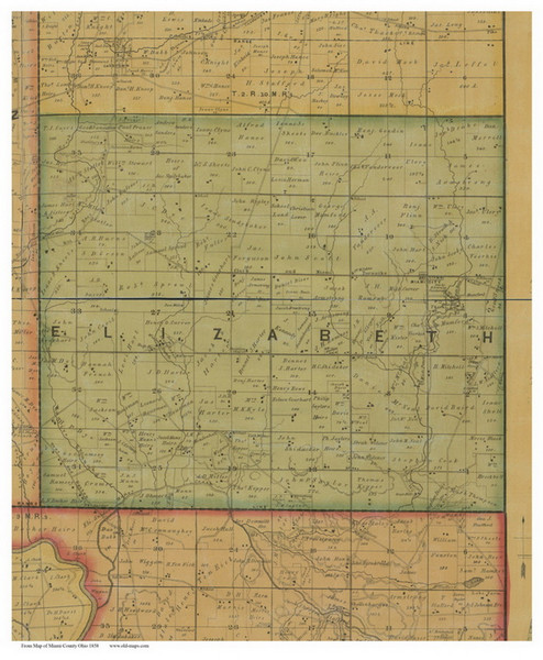 Elizabeth, Ohio 1858 Old Town Map Custom Print - Miami Co.