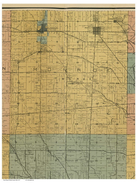 Monroe, Ohio 1897 Old Town Map Custom Print - Preble Co.
