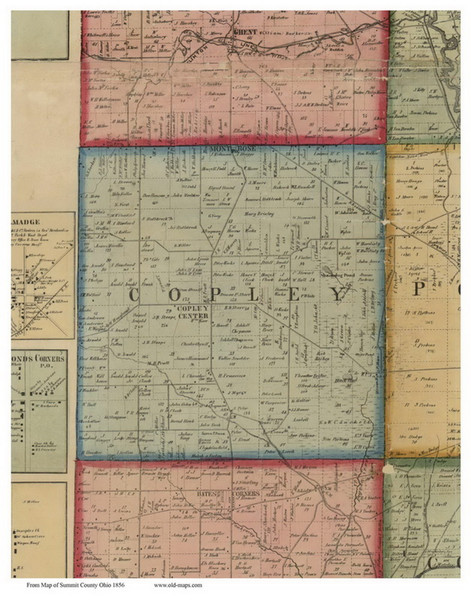 Copley, Ohio 1856 Old Town Map Custom Print - Summit Co.