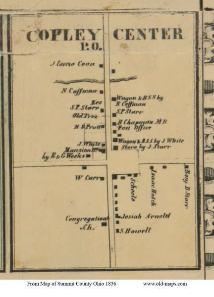 Copley Senter - Copley, Ohio 1856 Old Town Map Custom Print - Summit Co.