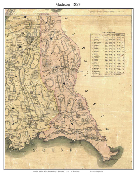 Madison, Connecticut 1852 - Old Map Custom Print - New Haven Co.