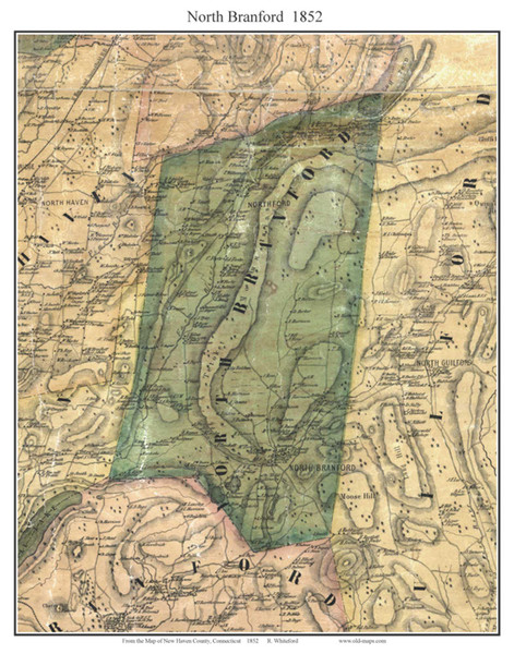North Branford, Connecticut 1852 - Old Map Custom Print - New Haven Co.